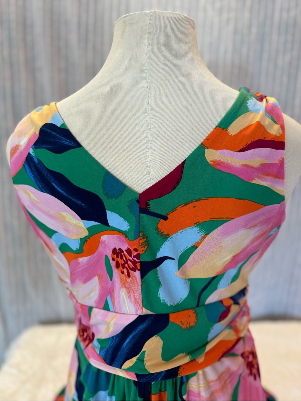 Pappagallo Tropical Floral V-Neck Maxi In Size Large - Picture 7 of 15